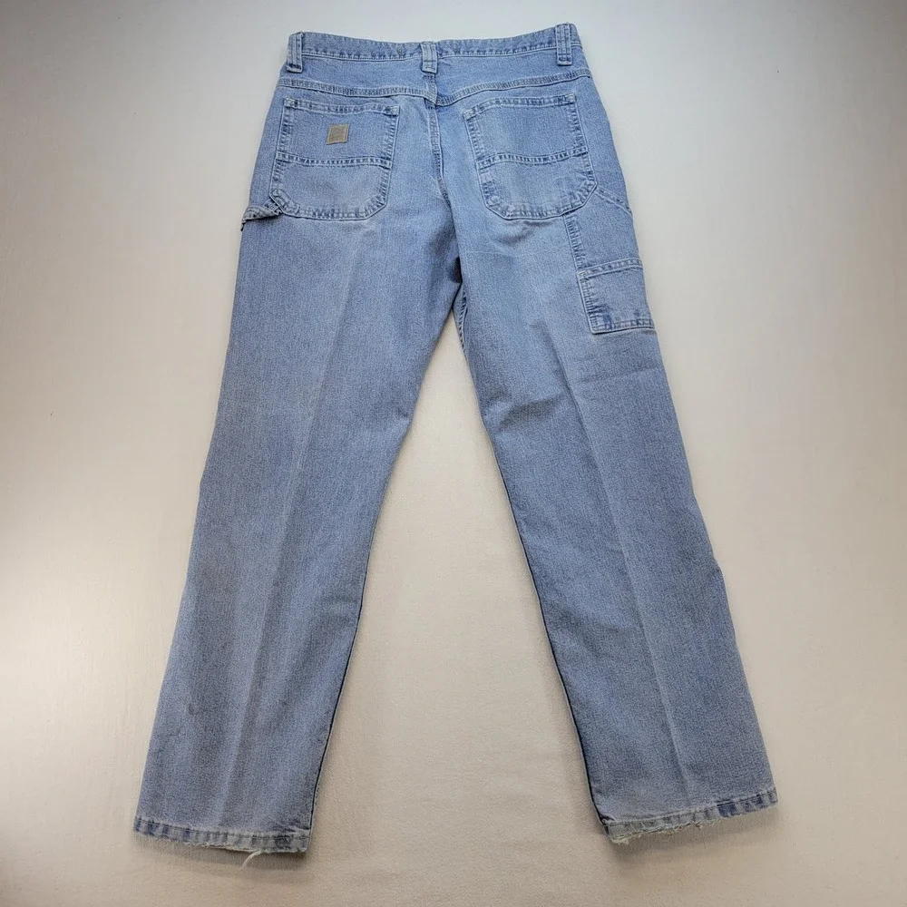 Lee Carpenter Jeans Mens 32x30 Light Wash Blue Denim Workwear Dungarees TZS-C381